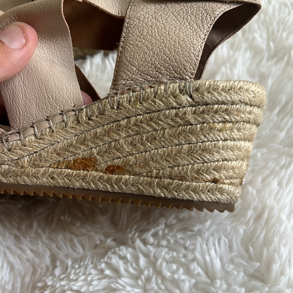 Eileen Fisher Willow 3 Espadrille Tumbled Leather Wedge Sandals Nude, sz 7.5 ♣️ - Picture 6 of 11
